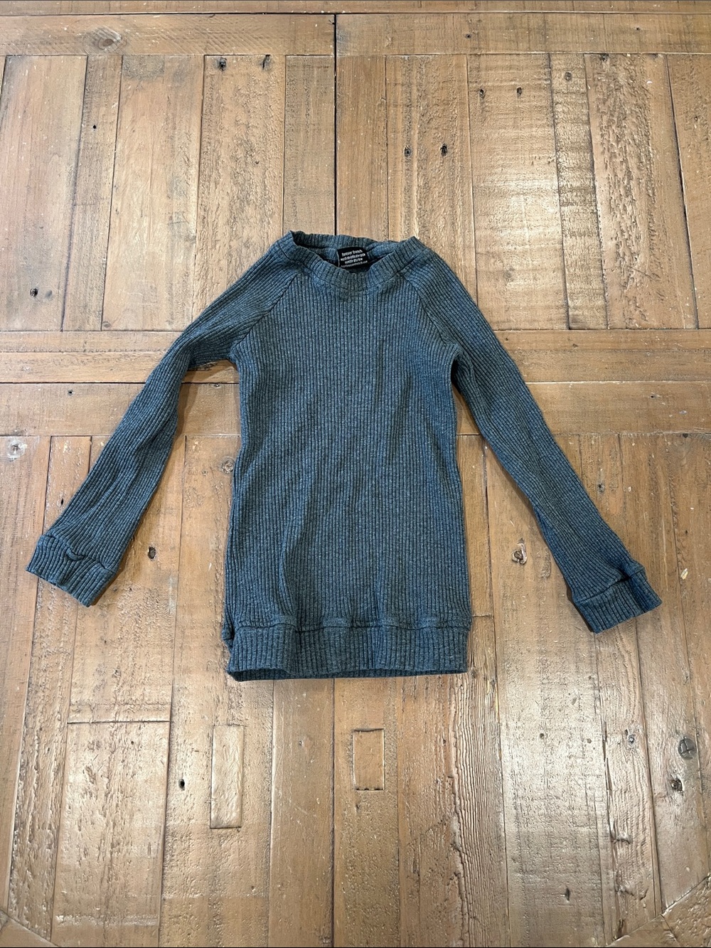 Forever French gray ribbed long sleeve tee 4-5 years stretch tight fit